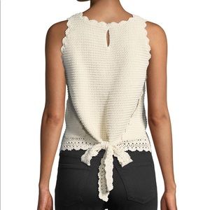 Dex white back-tie crochet tank top